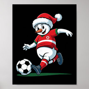 Weihnachtsmann Schneemann spielt Fußball Herren Da Poster