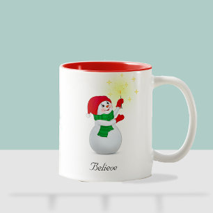Weihnachtsmann-Schneemann-T-Shirt Zweifarbige Tasse