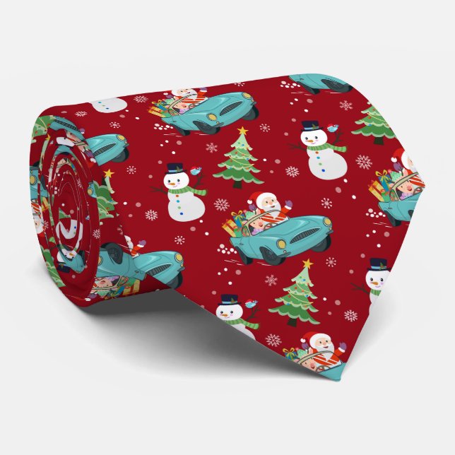 Weihnachtsmann, Schneemänner und Weihnachtsbaumen  Krawatte (Gerollt)