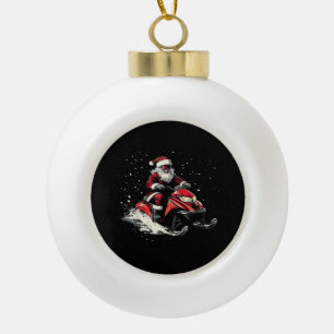Weihnachtsmann Schneemobil Motor Schlitten Lustige Keramik Kugel-Ornament