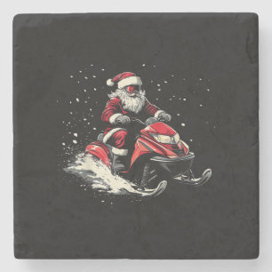 Weihnachtsmann Schneemobil Motor Schlitten Lustige Steinuntersetzer
