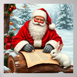 Weihnachtsmann schreibt einen Brief in einem schne Poster