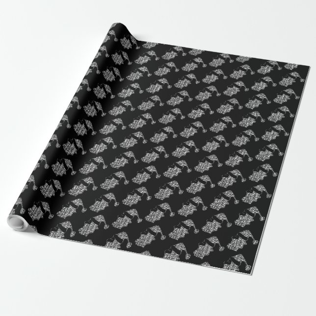 Weihnachtsmann Schwarz und Weiße Weihnachtstypogra Geschenkpapier (Ungerollt)