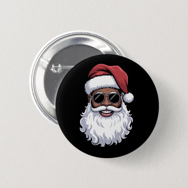 Weihnachtsmann Schwarz Xmas Santa Afro Afroamerika Button (Vorne & Hinten)