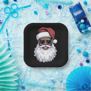 Weihnachtsmann Schwarz Xmas Santa Afro Afroamerika Pappteller
