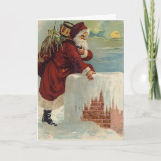Weihnachtsmann & seine Rentiere Feiertagskarte
