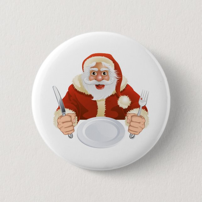 Weihnachtsmann setzte für Weihnachtsabendessen Button (Vorderseite)
