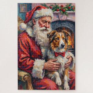 Weihnachtsmann Shetland Sheepdog Weihnachtskunst