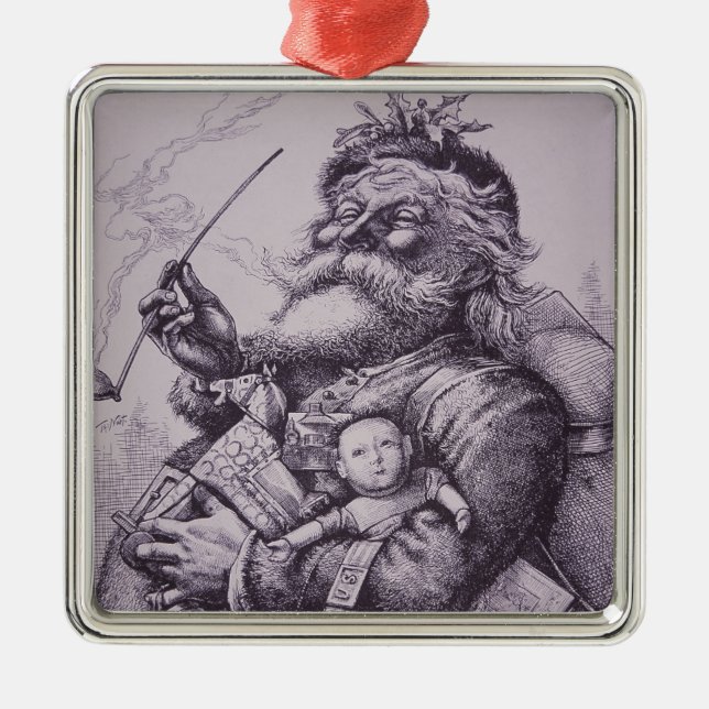 Weihnachtsmann Silbernes Ornament (Vorne)