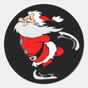 Weihnachtsmann-Skaten Runder Aufkleber