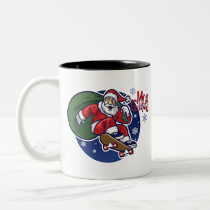 Weihnachtsmann-Skaterskateboard-cooles Zweifarbige Tasse