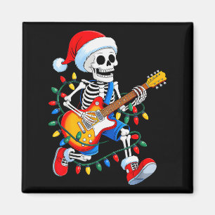 Weihnachtsmann Skelett spielt Gitarre Rock Lustige Magnet