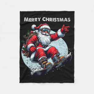 Weihnachtsmann Snowboarden Frohe Weihnachten Winte Fleecedecke