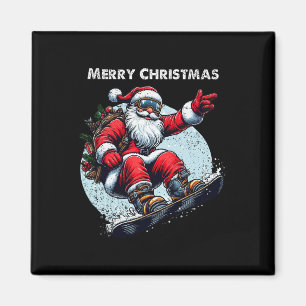 Weihnachtsmann Snowboarden Frohe Weihnachten Winte Magnet
