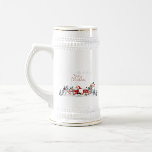 Weihnachtsmann, Snowman Frohe Weihnachtsfeiertage Bierglas