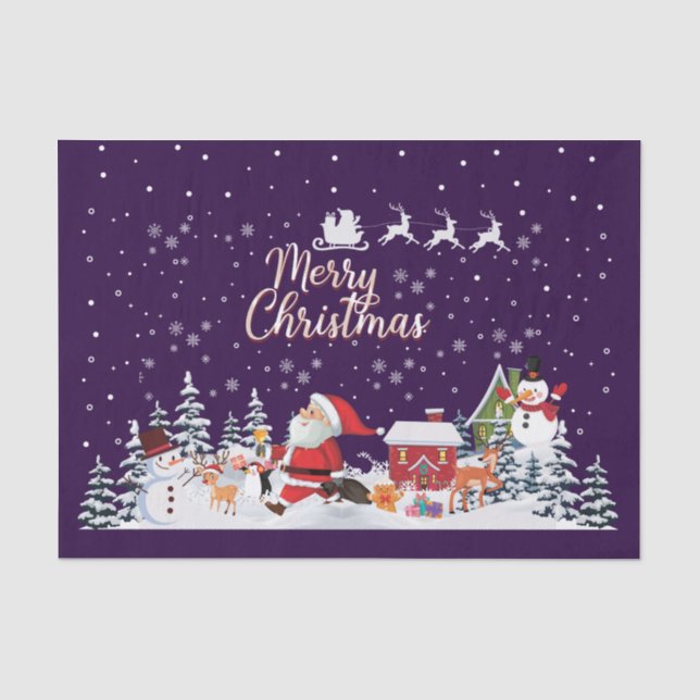Weihnachtsmann, Snowman Frohe Weihnachtsfeiertage Seidenpapier (Vorderseite)