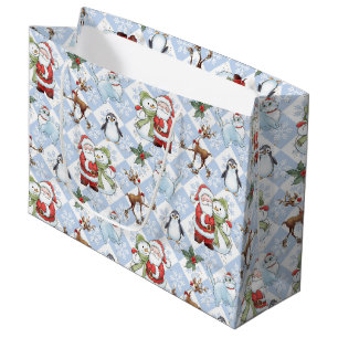 Weihnachtsmann, Snowman, Rudolph, Katze Große Geschenktüte