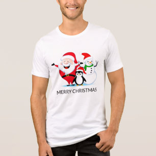 Weihnachtsmann Snowman und Penguin Tri-Blend Shirt