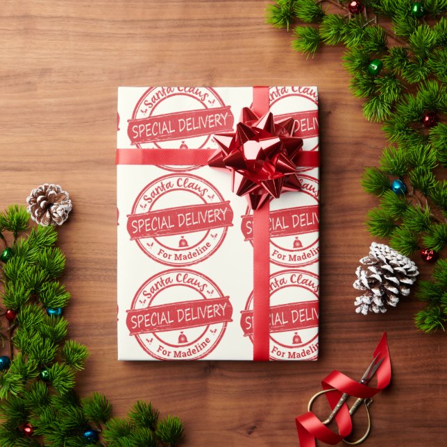 Weihnachtsmann Sonderlieferung Name hinzufügen Geschenkpapier (Feiertagsgeschenk)