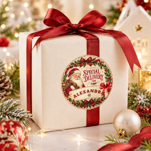 Weihnachtsmann-Sonderzustellung mit individuellem  Runder Aufkleber
