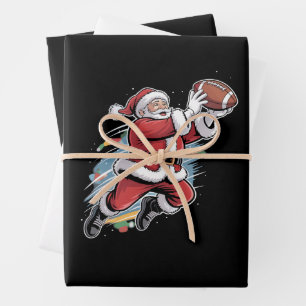 Weihnachtsmann spielt American Football Weihnachte Geschenkpapier Set