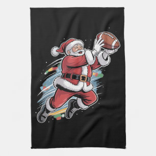 Weihnachtsmann spielt American Football Weihnachte Geschirrtuch