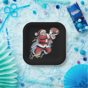Weihnachtsmann spielt American Football Weihnachte Pappteller