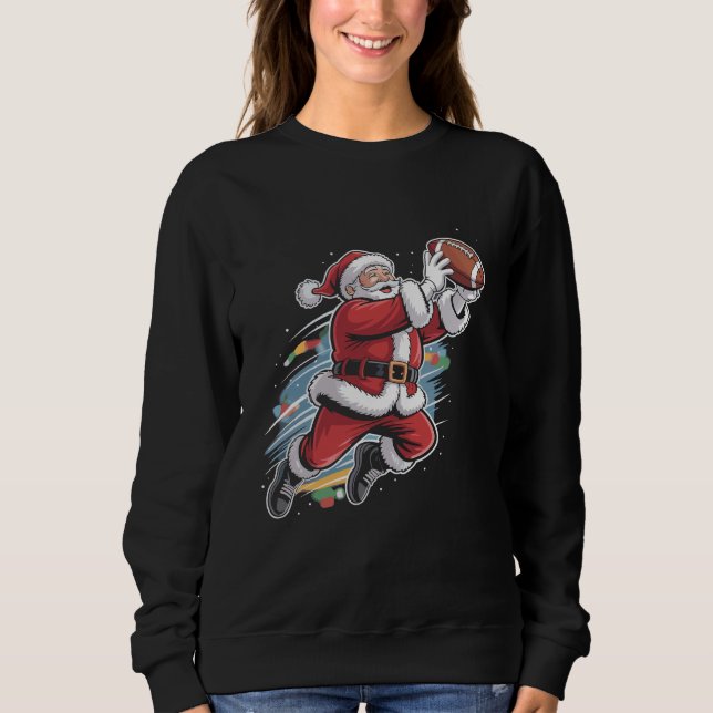 Weihnachtsmann spielt American Football Weihnachte Sweatshirt (Vorderseite)