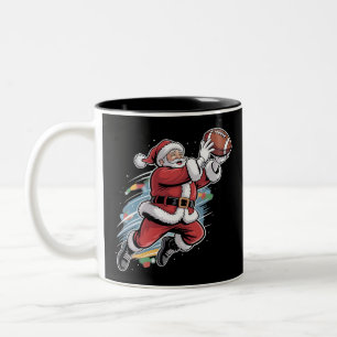 Weihnachtsmann spielt American Football Weihnachte Zweifarbige Tasse