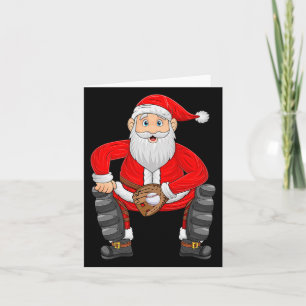 Weihnachtsmann spielt Baseball Catcher Xmas Srts Karte