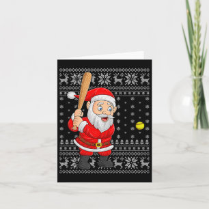 Weihnachtsmann spielt Baseball Softball hässliche Karte