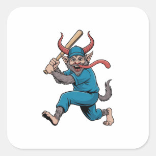 Weihnachtsmann spielt Baseball-Weihnachts-Baseball Quadratischer Aufkleber