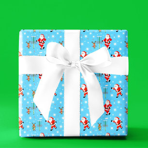 Weihnachtsmann spielt Christmas Disc Golf Muster Geschenkpapier