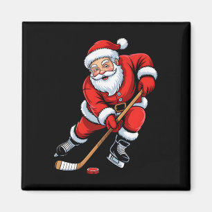 Weihnachtsmann spielt Eishockey Jungen Männer Xmas Magnet