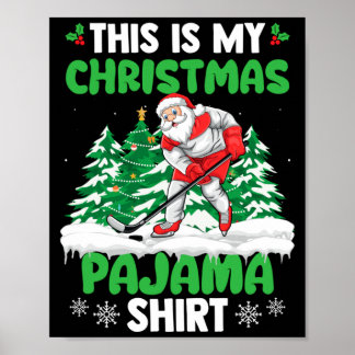 Weihnachtsmann spielt Eishockey-Torwart Weihnachte Poster