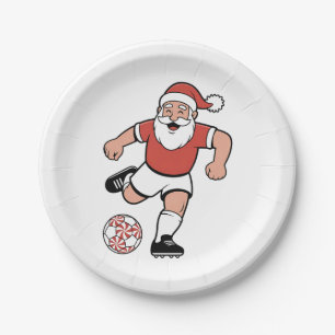 Weihnachtsmann spielt Fußball-Christmas-Spieler-Sp Pappteller