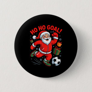 Weihnachtsmann spielt Fußball Lustiger Feiertag We Button