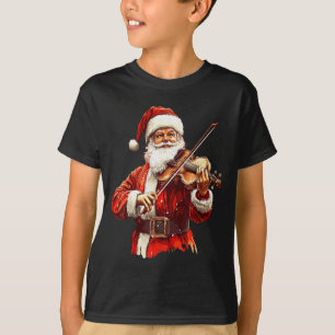 Weihnachtsmann spielt Geige Lustiger Geigenspieler T-Shirt