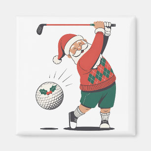 Weihnachtsmann spielt Golf Weihnachten Spieler Gol Magnet