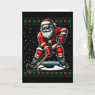 Weihnachtsmann spielt Hockey hässlicher Weihnachts Karte