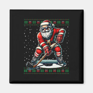 Weihnachtsmann spielt Hockey hässlicher Weihnachts Magnet