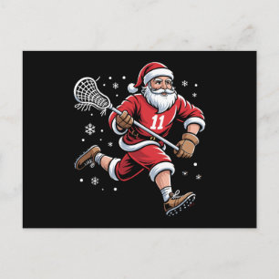 Weihnachtsmann spielt Lacrosse Weihnachten Schnee 
