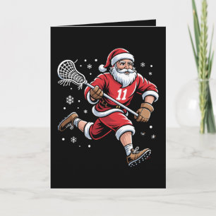 Weihnachtsmann spielt Lacrosse Weihnachten Schnee Karte