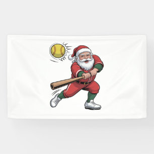 Weihnachtsmann spielt Softball Weihnachten Spieler Banner