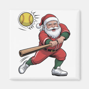 Weihnachtsmann spielt Softball Weihnachten Spieler Magnet