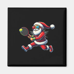 Weihnachtsmann spielt Tennis Spiel Tennis Schläger Magnet