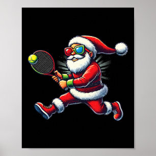 Weihnachtsmann spielt Tennis Spiel Tennis Schläger Poster