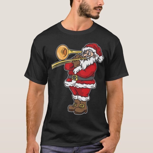 Weihnachtsmann spielt zu Weihnachten auf Trombone T-Shirt (Vorderseite)
