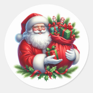 Weihnachtsmann-Sticker Runder Aufkleber