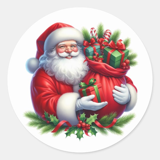 Weihnachtsmann-Sticker Runder Aufkleber (Vorderseite)